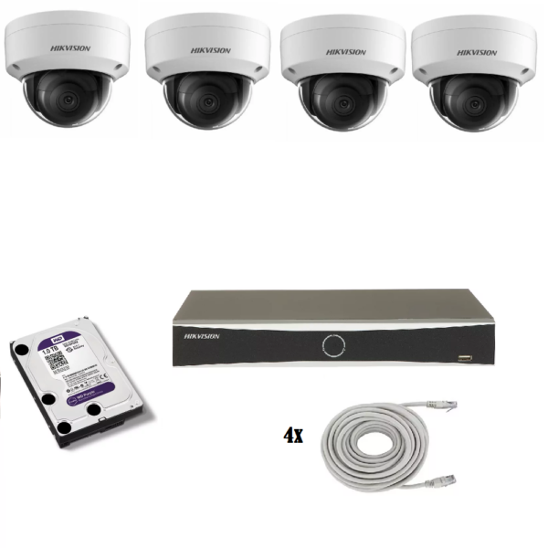 Set met 4 cameras Hikvision beveiligingscamera set met 4 x DS-2CD2143G2-I camera's