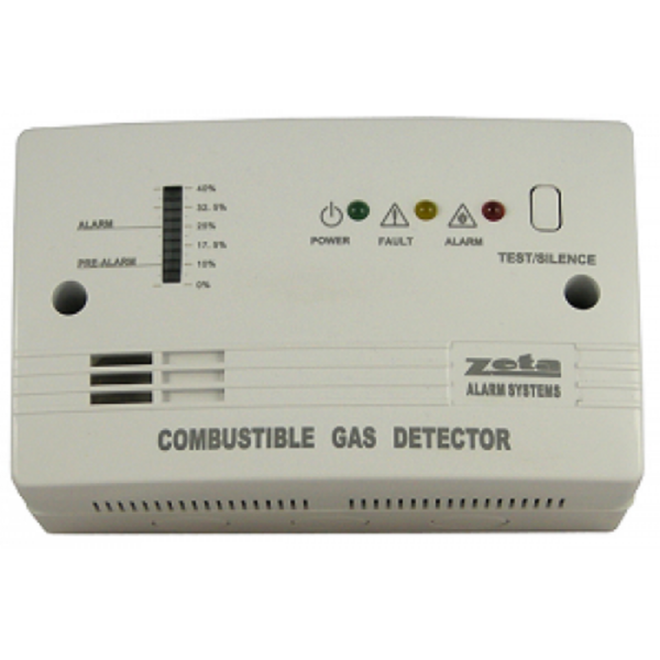 Zeta ZG 100N gasmelder 2 Zeta ZG-100N gasmelder, 230VAC/9-28VDC, 2 x relaisuitgang alarm, 5V uitgang