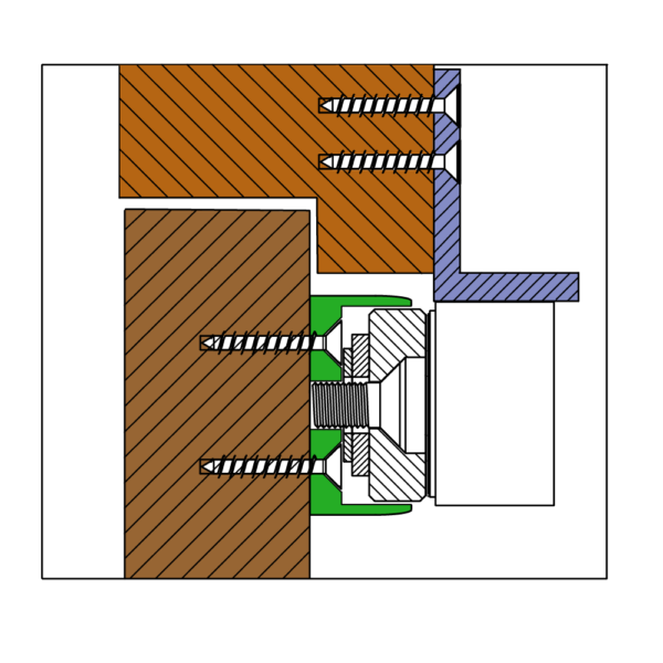 2. Op de foto ziet u de I console in het groen. De basisfunctie is het fixeren van het tegenstuk van de kleefmagneet en het in de juiste positie houden. KM-500I ankerplaatbevestigingsplaat