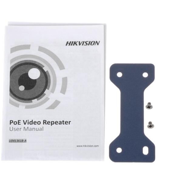 Hikvision DS 1H34 0102P inhoud doos Hikvision DS-1H34-0102P PoE Midspan video repeater
