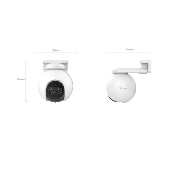Ezviz C8PF afmetingen Ezviz C8PF Wi-Fi 2.8mm 2MP beveiligingscamera met dubbele lens en kantelfunctie