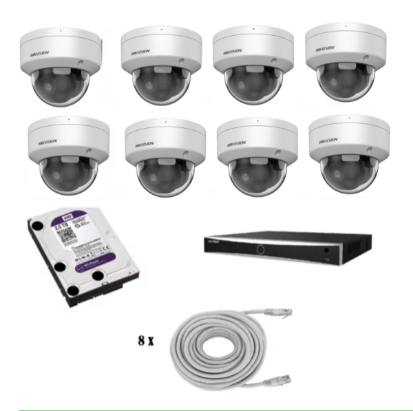 Hikvision beveiligingscamera set met 8 Hikvision DS-2CD2146G2H-ISU wit