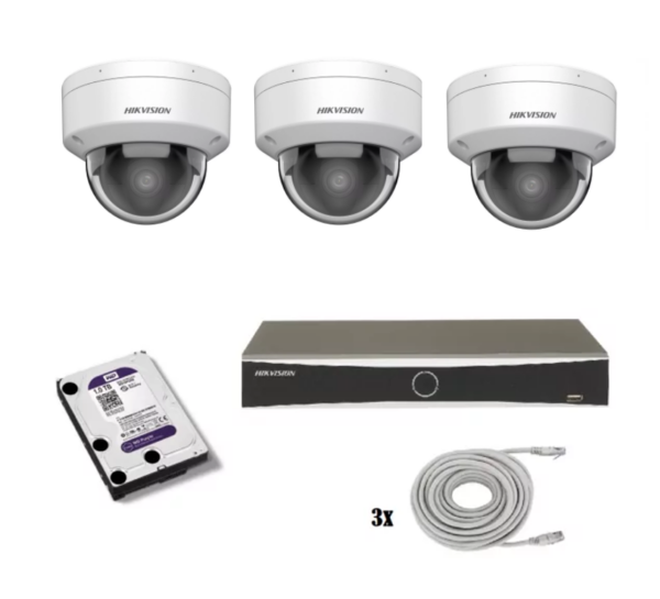 Hikvision beveiligingscamera set met 3 Hikvision DS-2CD2186G2H-ISU wit