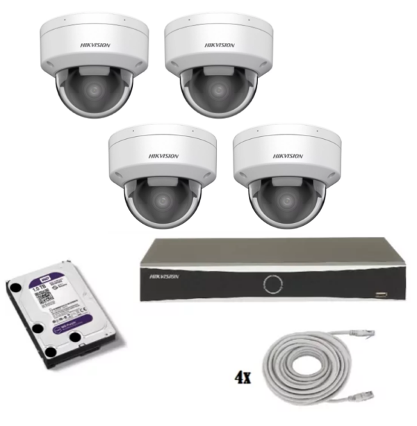 Hikvision beveiligingscamera set met 4 Hikvision DS-2CD2186G2H-ISU wit