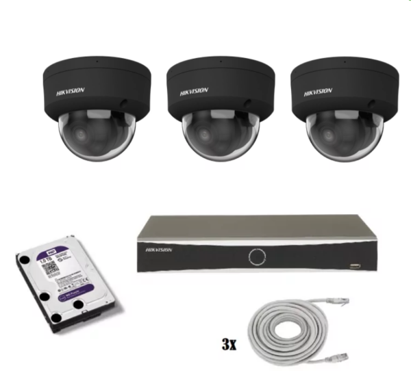 Hikvision beveiligingscamera set met 3 Hikvision DS-2CD2186G2H-ISU zwart