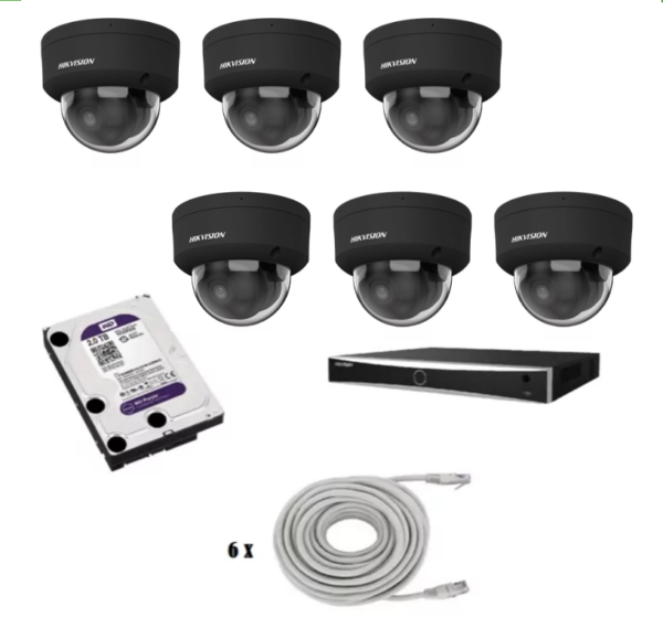 Hikvision beveiligingscamera set met 6 Hikvision DS-2CD2186G2H-ISU zwart