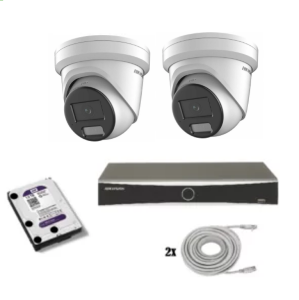 Hikvision beveiligingscamera set met 2 Hikvision DS-2CD2346G2H-IU wit