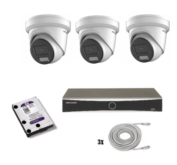 Hikvision beveiligingscamera set met 3 Hikvision DS-2CD2346G2H-IU wit