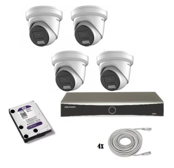 Hikvision beveiligingscamera set met 4 Hikvision DS-2CD2346G2H-IU wit