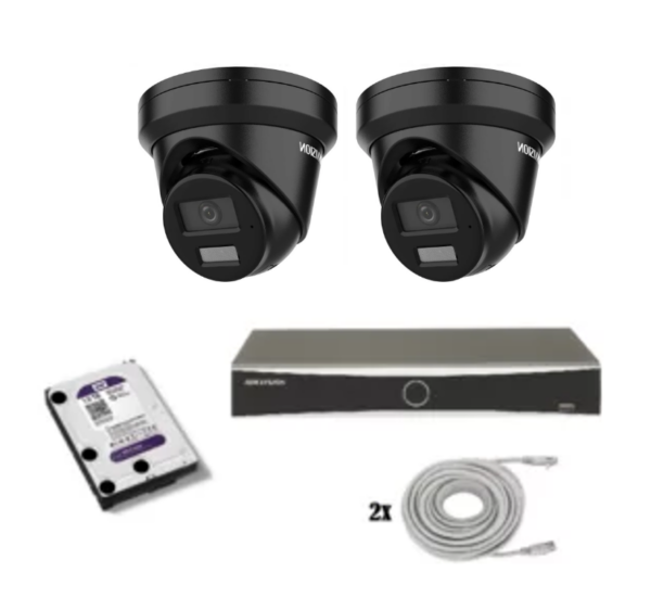 Hikvision beveiligingscamera set met 2 Hikvision DS-2CD2346G2H-IU zwart