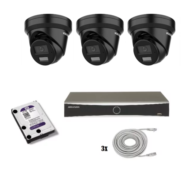 Hikvision beveiligingscamera set met 3 Hikvision DS-2CD2346G2H-IU zwart