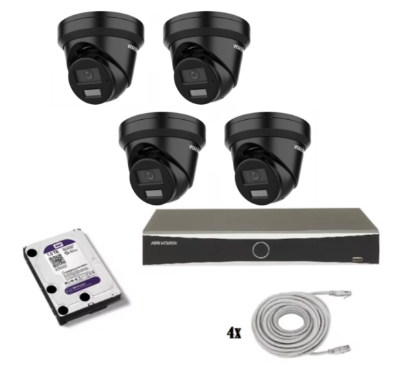 Hikvision beveiligingscamera set met 4 Hikvision DS-2CD2346G2H-IU zwart