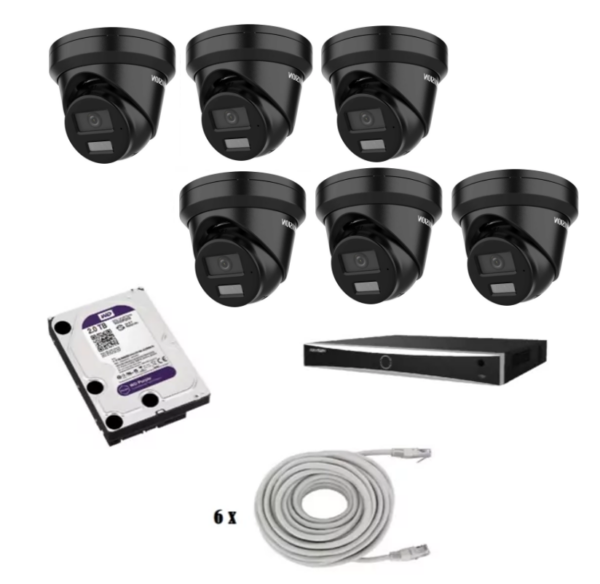 Hikvision beveiligingscamera set met 6 Hikvision DS-2CD2346G2H-IU zwart