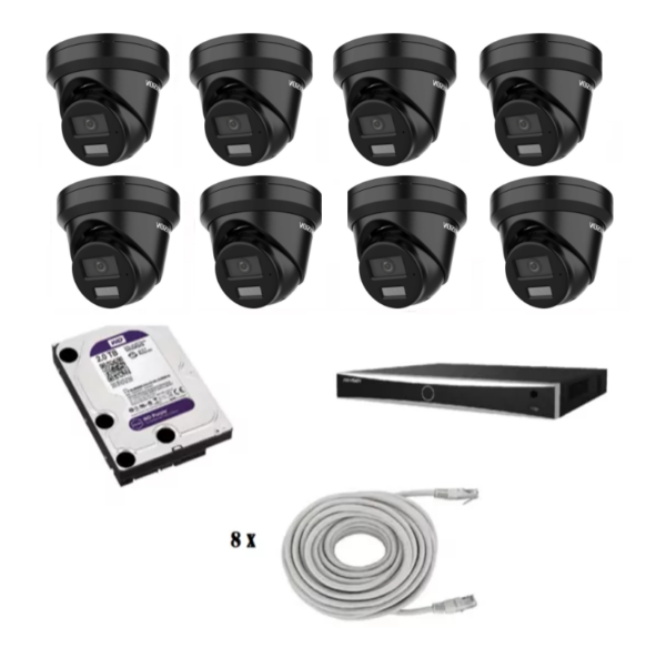 Hikvision beveiligingscamera set met 8 Hikvision DS-2CD2346G2H-IU zwart