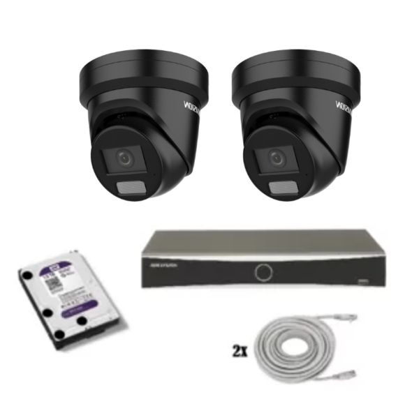 Hikvision beveiligingscamera set met 2 x Hikvision DS-2CD2386G2H-IU zwart