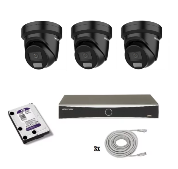 Hikvision beveiligingscamera set met 3 x Hikvision DS-2CD2386G2H-IU zwart