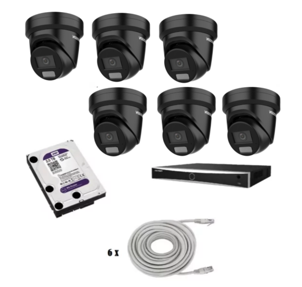 Hikvision beveiligingscamera set met 6 x Hikvision DS-2CD2386G2H-IU zwart