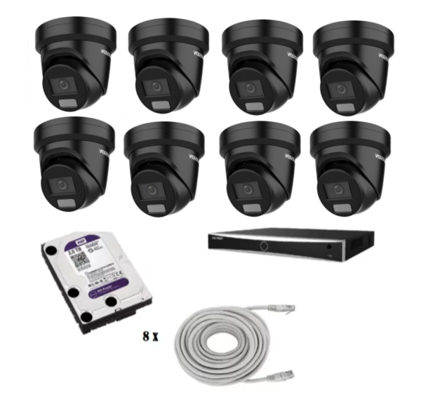 Hikvision beveiligingscamera set met 8 x Hikvision DS-2CD2386G2H-IU zwart