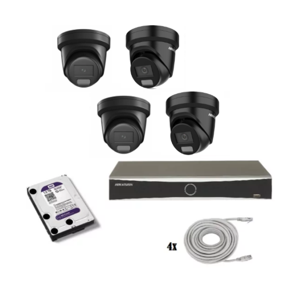 Hikvision beveiligingscamera set met 4 x DS-2CD2347G2H-LIU zwart