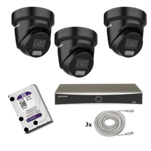 Hikvision beveiligingscamera set met 3 x Hikvision DS-2CD2386G2H-IU zwart