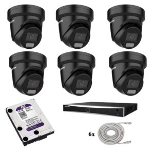 Hikvision beveiligingscamera set met 6 x Hikvision DS-2CD2386G2H-IU Zwart