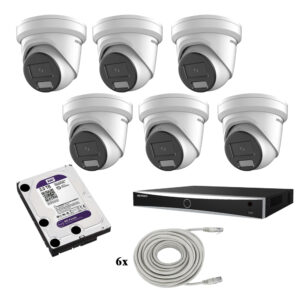 Hikvision beveiligingscamera set met 6 x DS-2CD2347G2H-LIU wit